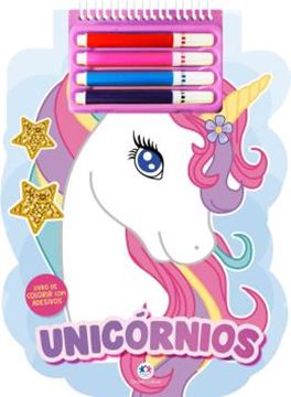 Imagem de UNICORNIOS - LIVRO DE COLORIR COM ADESIVOS E CANETINHAS